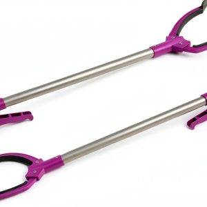 Grabber Tool 26" Easy Squeeze Reacher Grabber Pickup Tool Aluminum Lightweight Non foldable, Gripper Grabbers for Elderly Grab it Reaching Tool Trash Picker Grabber, Pink, By Luxet, 2-Pack-0