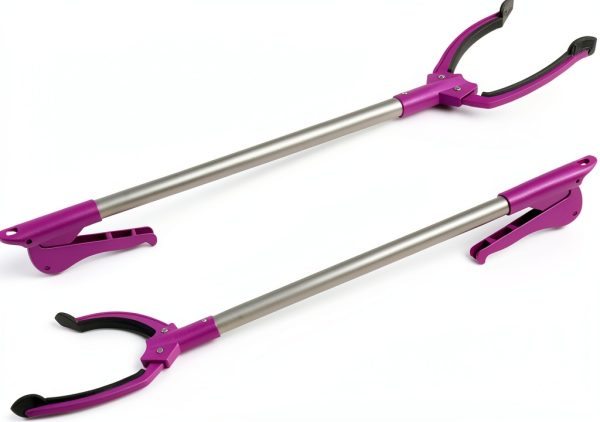 Grabber Tool 26" Easy Squeeze Reacher Grabber Pickup Tool Aluminum Lightweight Non foldable, Gripper Grabbers for Elderly Grab it Reaching Tool Trash Picker Grabber, Pink, By Luxet, 2-Pack-0