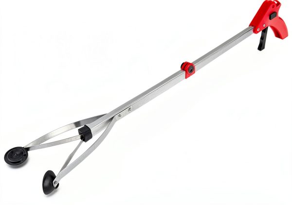 Garbage Picker Trash Picker Reacher Garbage Picker Folding Trash Grabber Garden Leaves Waste Pick Up for Trash Litter Picker Rubbish Tongs Arm Extension(Red handle)-0