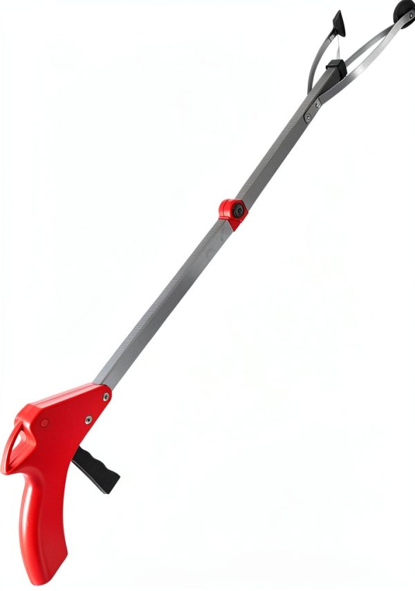 Garbage Picker Trash Picker Reacher Garbage Picker Folding Trash Grabber Garden Leaves Waste Pick Up for Trash Litter Picker Rubbish Tongs Arm Extension(Red handle)-4